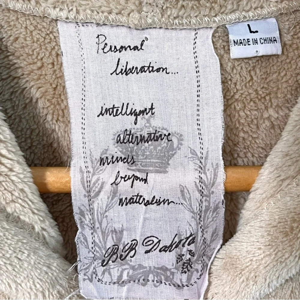 BB Dakota Teddy Fleece Hoodie Tan Full Zip Women’s Vest Size Large